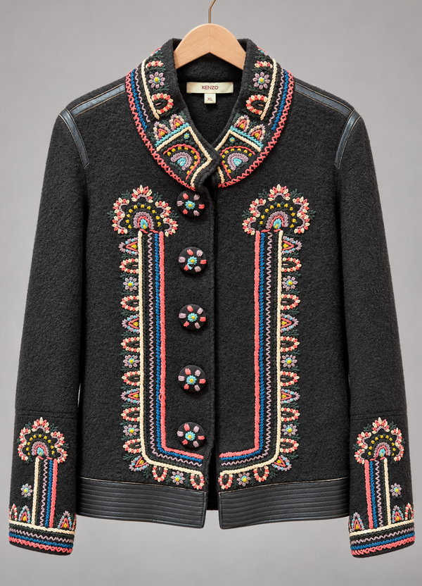 Kenzo vintage embroidered jacket — retouched hanger front