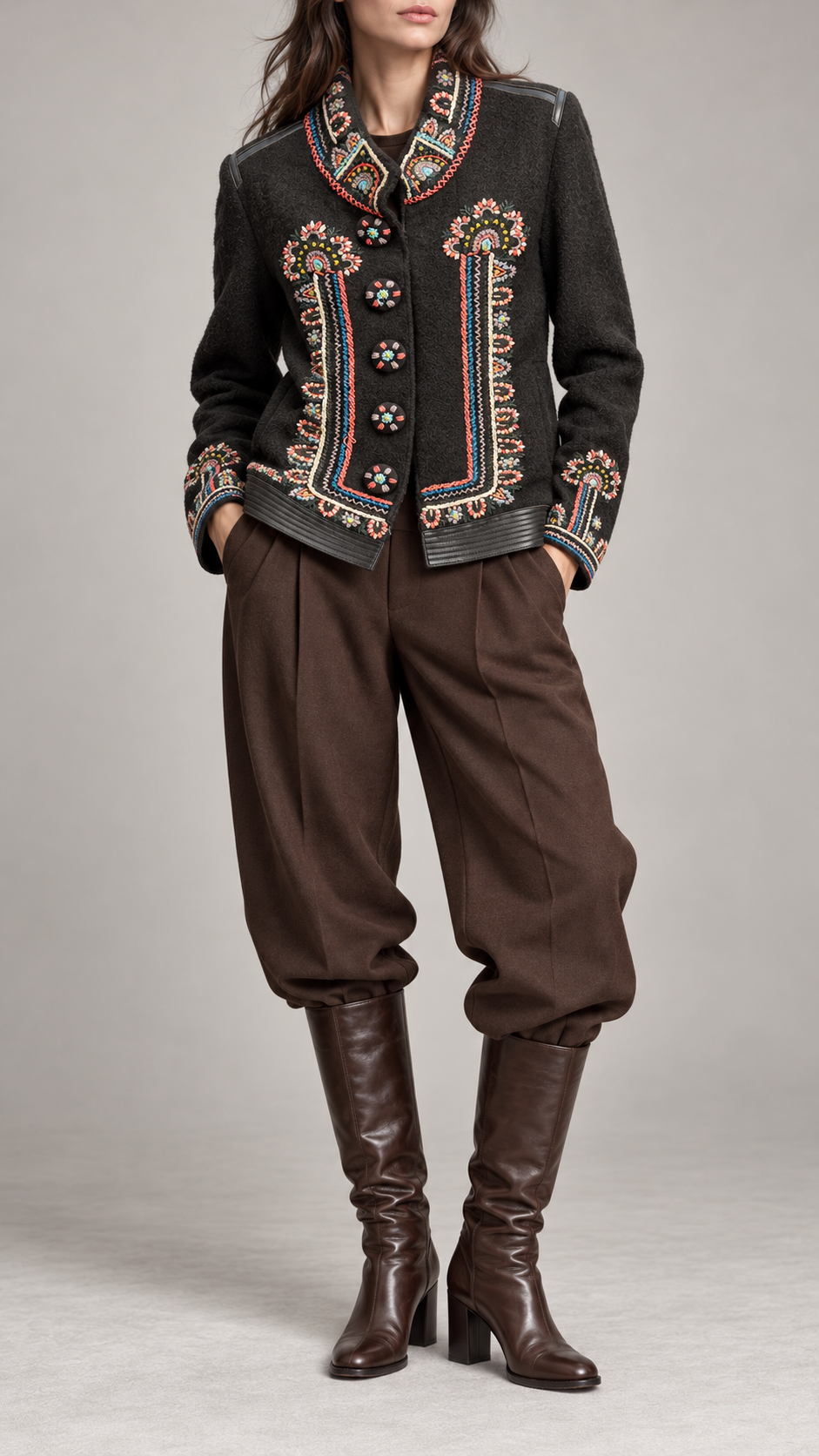 Kenzo vintage embroidered wool jacket — digitally styled front