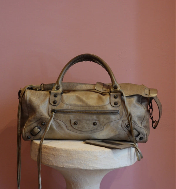 Metallic Grey Moto City Bag