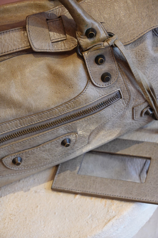 Metallic Grey Moto City Bag