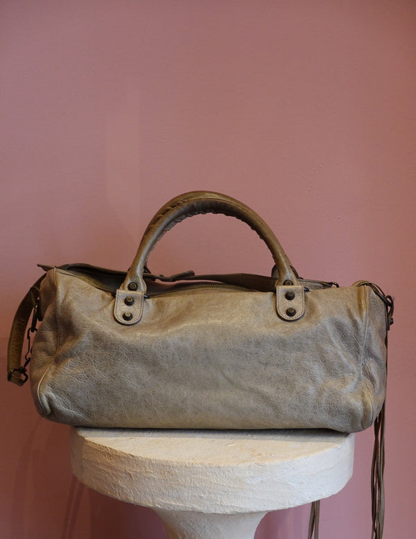 Metallic Grey Moto City Bag