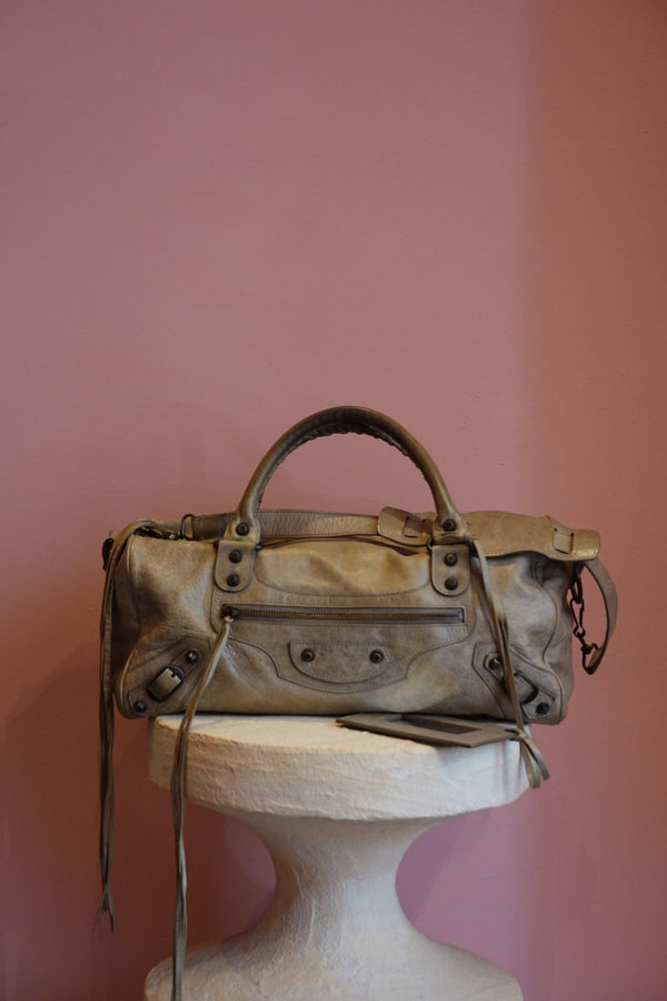 Metallic Grey Moto City Bag