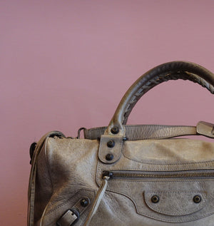 Metallic Grey Moto City Bag