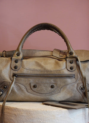Metallic Grey Moto City Bag