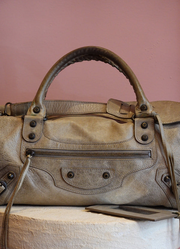 Metallic Grey Moto City Bag