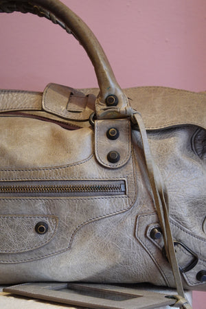 Metallic Grey Moto City Bag