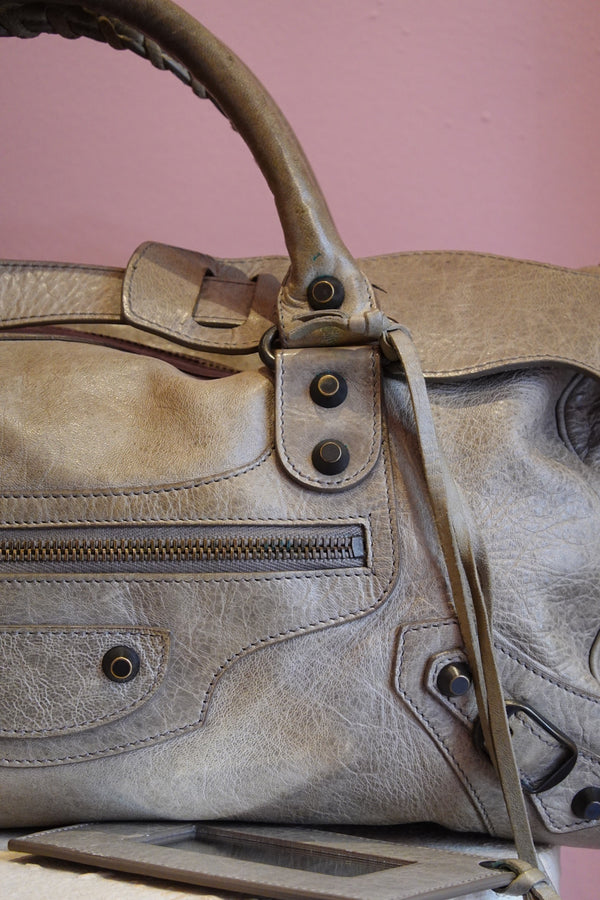 Metallic Grey Moto City Bag