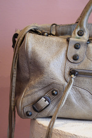 Metallic Grey Moto City Bag