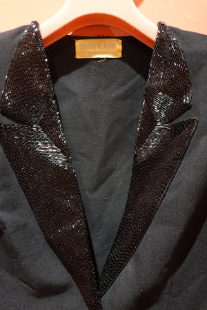 Mila Schön vintage black beaded jacket with ivory cuffs - photograph 6034