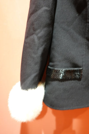 Mila Schön vintage black beaded jacket with ivory cuffs - photograph 6037