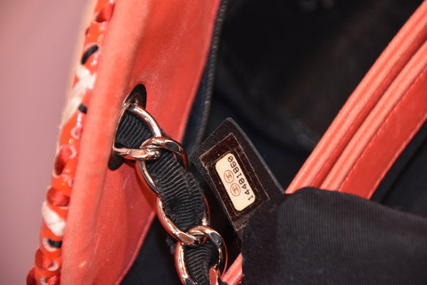 Orange Woven Chain Shoulder Bag
