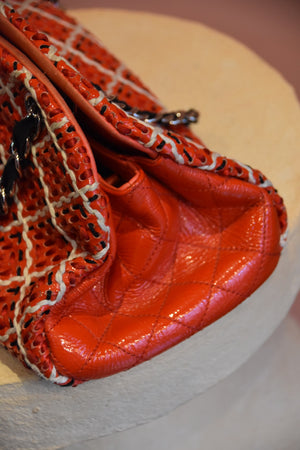 Orange Woven Chain Shoulder Bag