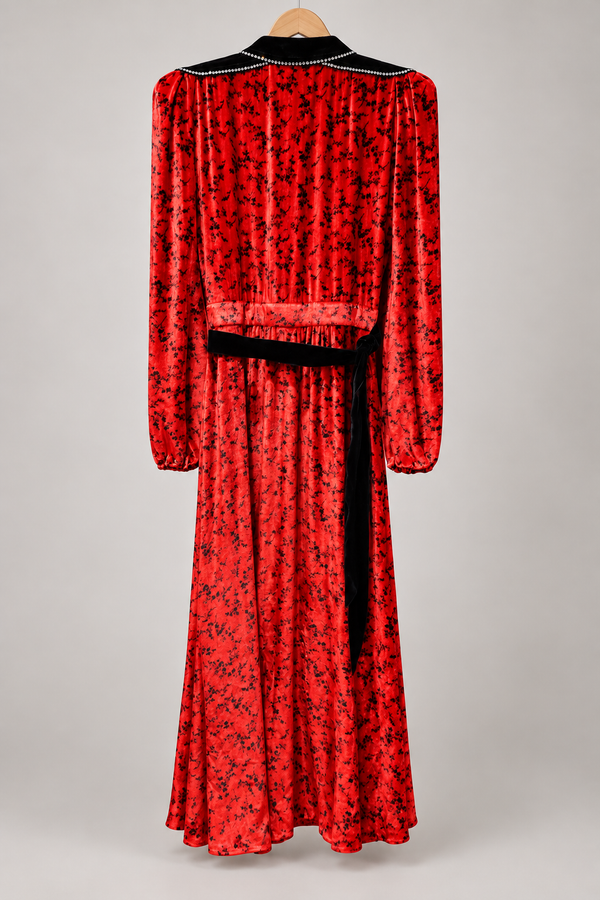 Philosophy red floral dress hanger-back