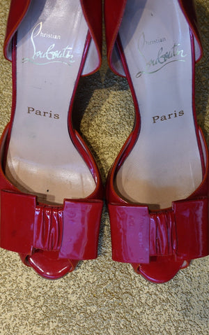 Red Patent Pointed Heel Pumps