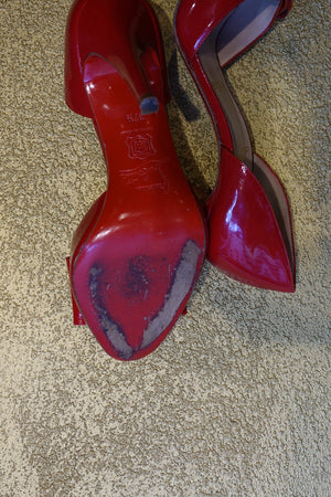 Red Patent Pointed Heel Pumps