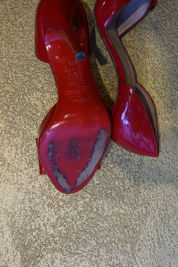 Red Patent Pointed Heel Pumps
