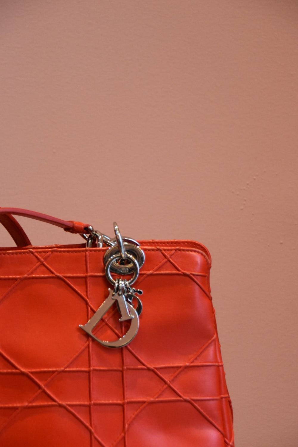 Red Quilted Top Handle Bag