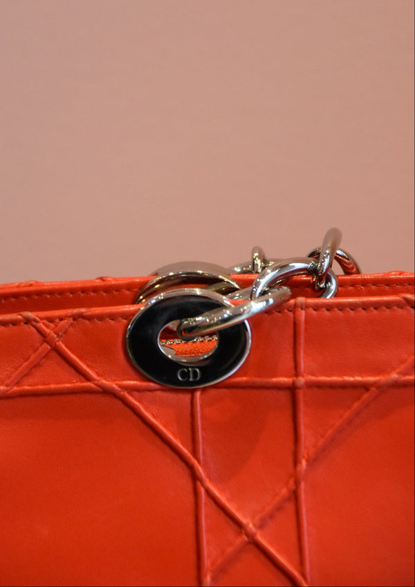 Red Quilted Top Handle Bag