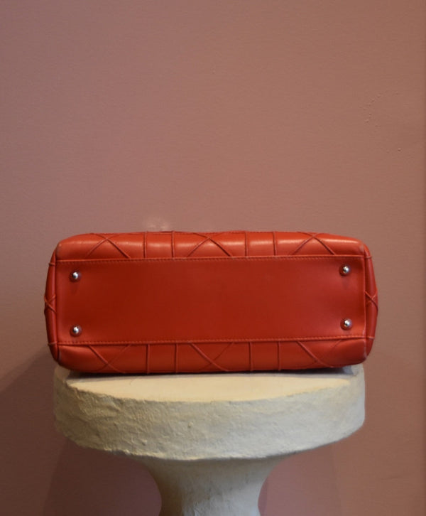 Red Quilted Top Handle Bag