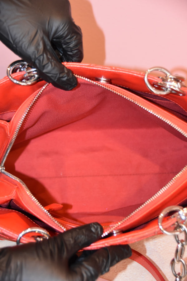 Red Quilted Top Handle Bag