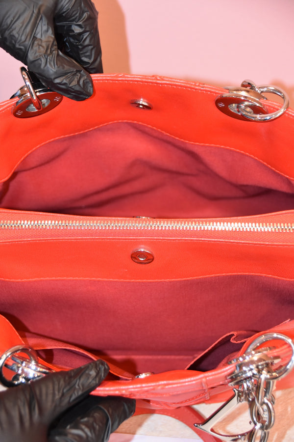 Red Quilted Top Handle Bag