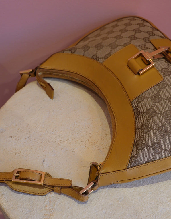 Tan Monogram Hobo Shoulder Bag