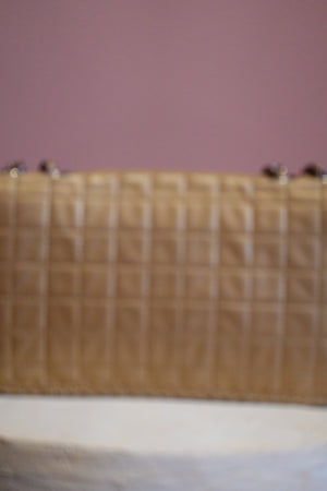 Tan Quilted Chain Shoulder Bag