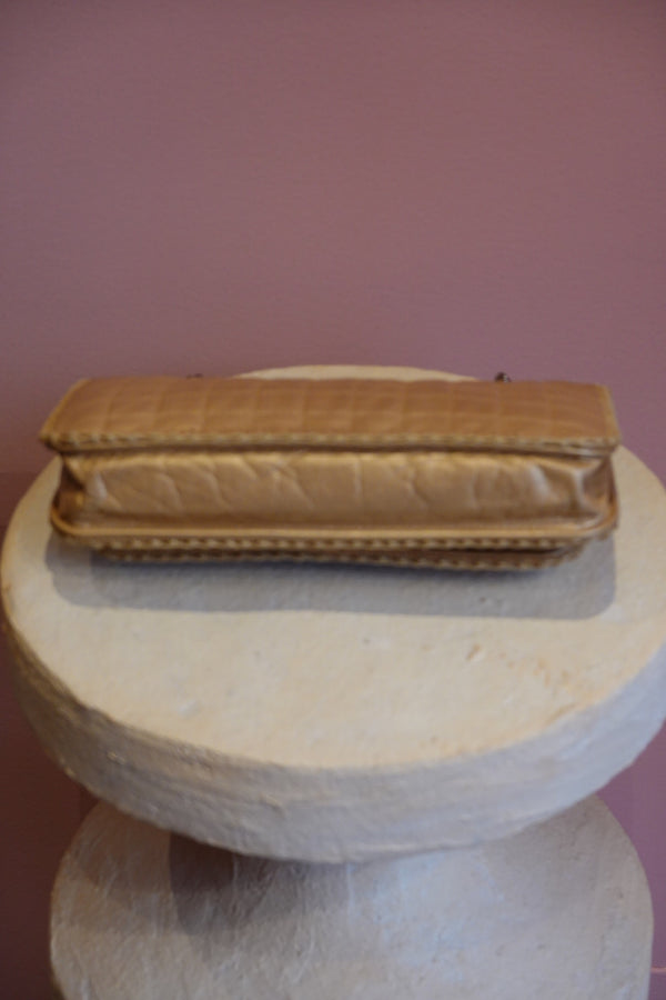 Tan Quilted Chain Shoulder Bag