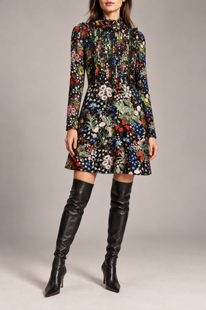 Valentino floral silk dress styled-front
