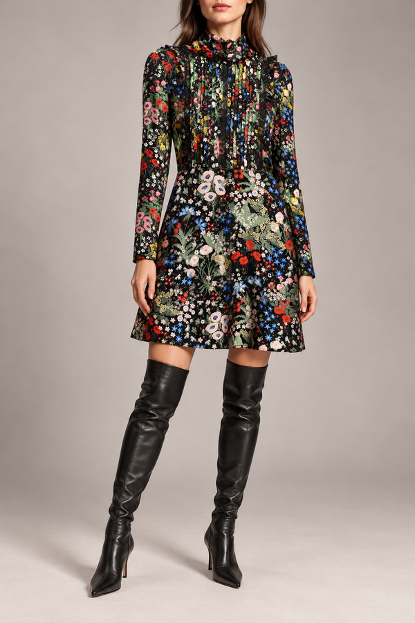 Valentino floral silk dress styled-front