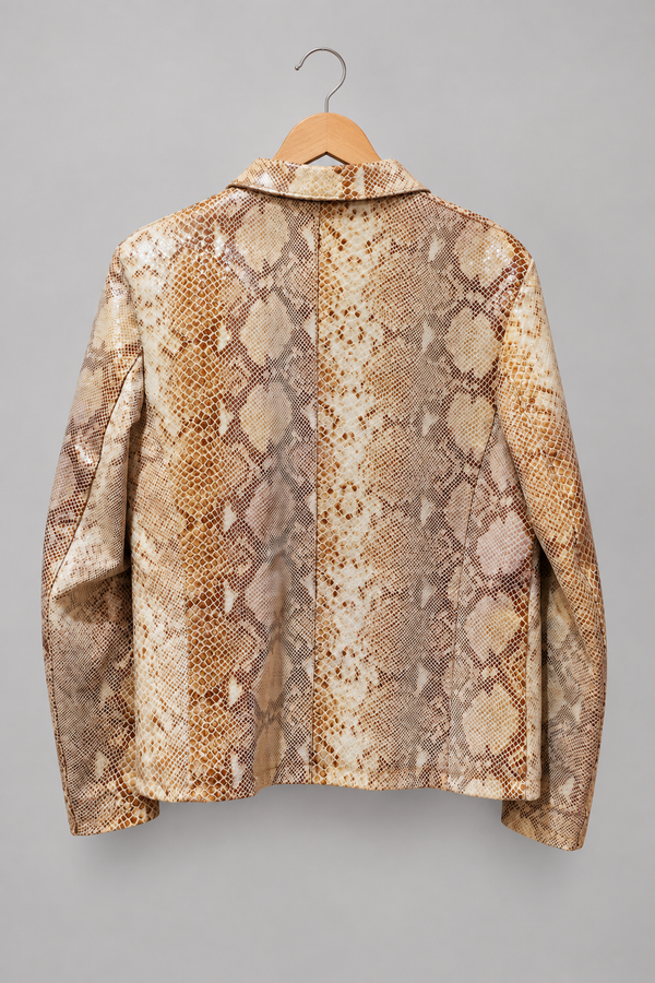Vintage snake-print leather jacket hanger-back