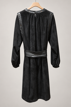 Yves Saint Laurent vintage suede and leather dress — hanger-back