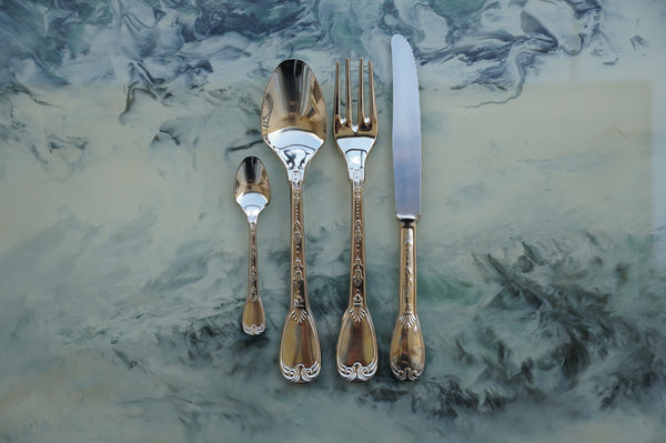 Italian 800 Silver Cutlery Set — 32 Pieces with Serving Cutlery