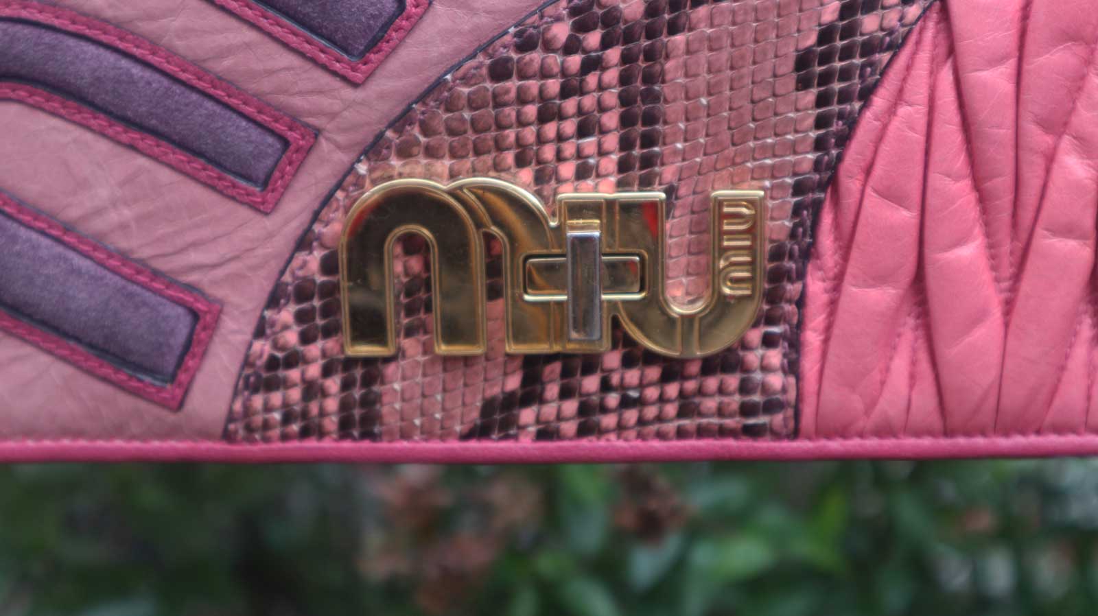 MIU MIU MY LOGO PATCHWORK SHOULDER BAG