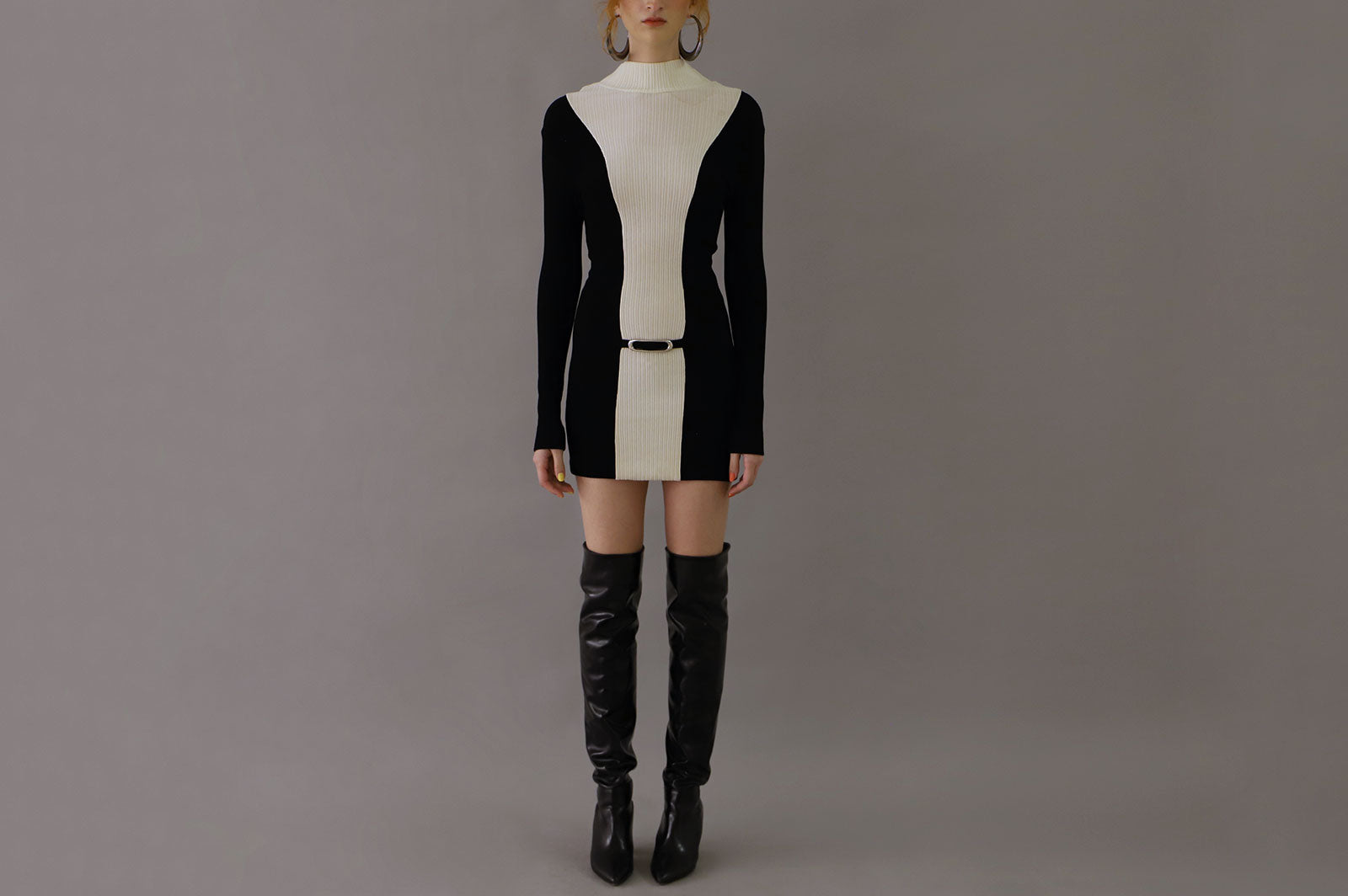 PACO RABANNE BLACK AND WHITE KNIT DRESS