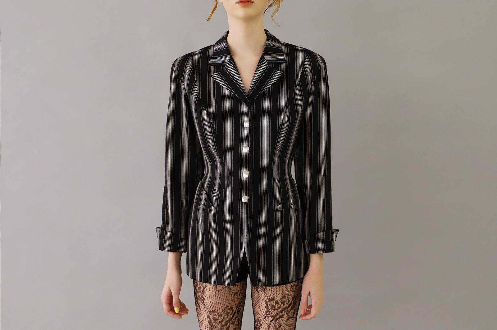 THIERRY MUGLER PINSTRIPED BLZER