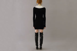 PACO RABANNE BLACK AND WHITE KNIT DRESS