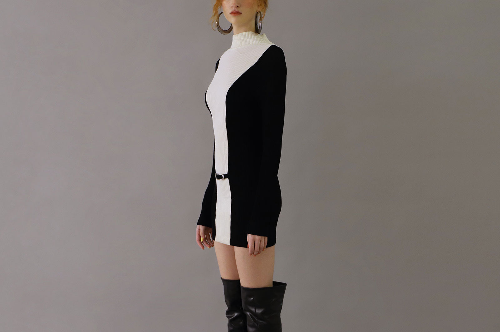 PACO RABANNE BLACK AND WHITE KNIT DRESS