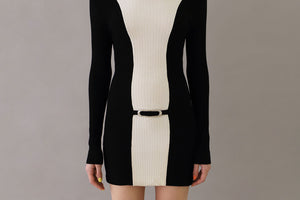 PACO RABANNE BLACK AND WHITE KNIT DRESS